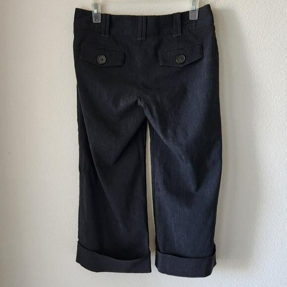 Black Cropped Pants Y2k dark grey capri trousers Sz 7  Streetwear Goth - Picture 2 of 8